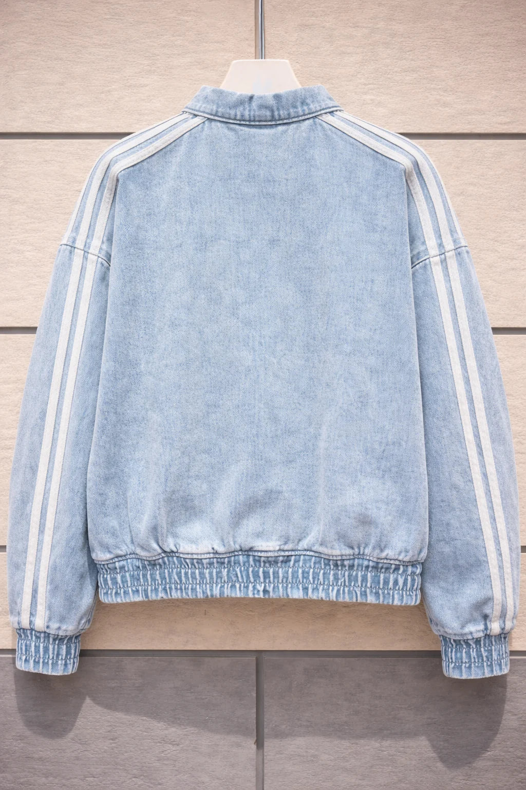 Light Blue Washed Denim CNY Jacket – Oversized Chinese Knot Streetwear Unisex Jacket
