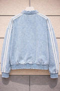 Light Blue Washed Denim CNY Jacket – Oversized Chinese Knot Streetwear Unisex Jacket