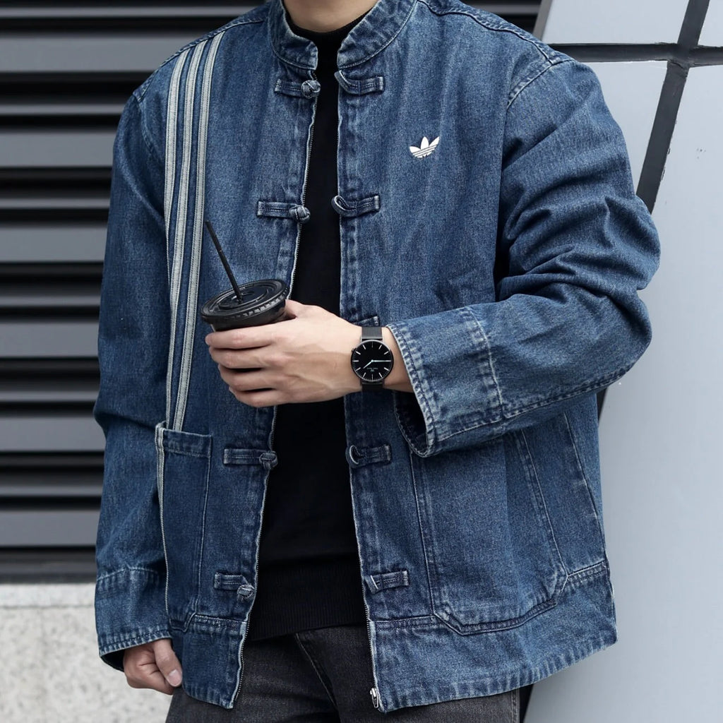 Premium Oversized Washed Denim CNY Jacket | Distressed Lunar New Year Streetwear |