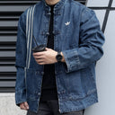 Premium Oversized Washed Denim CNY Jacket | Distressed Lunar New Year Streetwear |