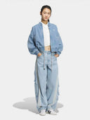 Light Blue Washed Denim CNY Jacket – Oversized Chinese Knot Streetwear Unisex Jacket