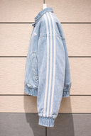 Light Blue Washed Denim CNY Jacket – Oversized Chinese Knot Streetwear Unisex Jacket