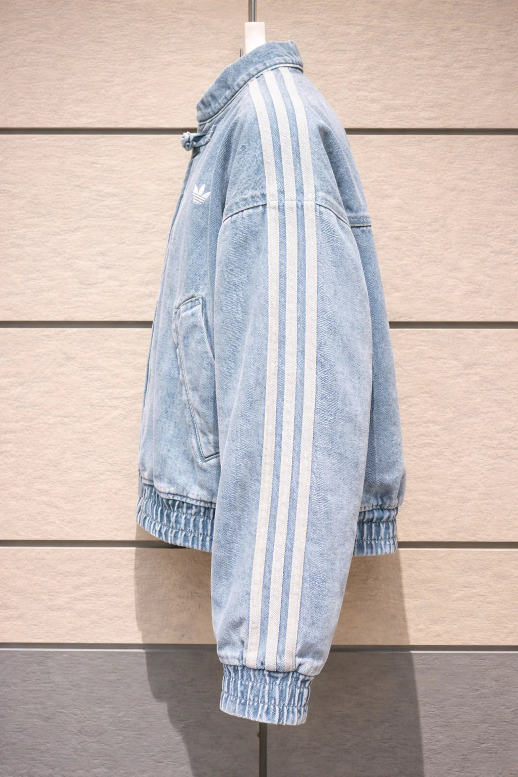 Light Blue Washed Denim CNY Jacket – Oversized Chinese Knot Streetwear Unisex Jacket