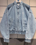 Light Blue Washed Denim CNY Jacket – Oversized Chinese Knot Streetwear Unisex Jacket