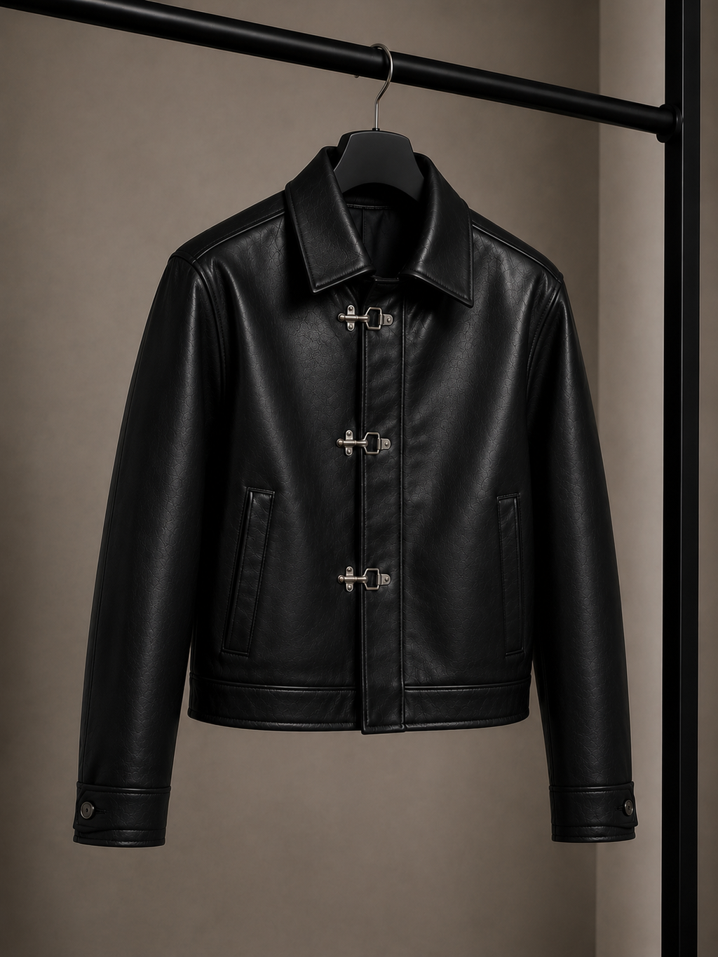 NISHT Midnight Clasp Leather Jacket – Black