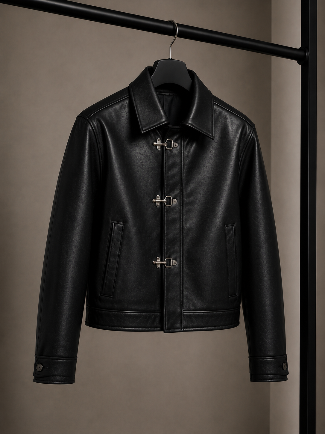 NISHT Midnight Clasp Leather Jacket – Black