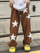 Uibok Premium Star Patchwork Track Pants – Brown | Bold Streetwear Statement