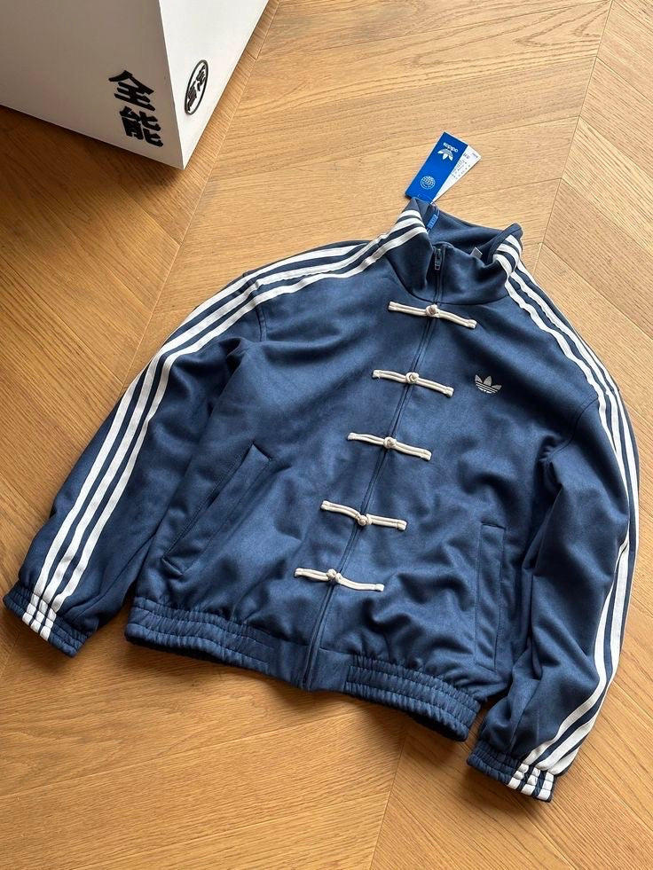 CNY Inspired Suede Track Jacket for Men | Premium Suede Finish | Chinese Knot Button Jacket | Streetwear Winter Jacket
