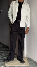 Men’s Cropped Leather Bomber Jacket – Waist-Length Minimalist Design