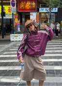 CNY Suede Jacket in Wine Purple – Unisex Modern Chinese Streetwear