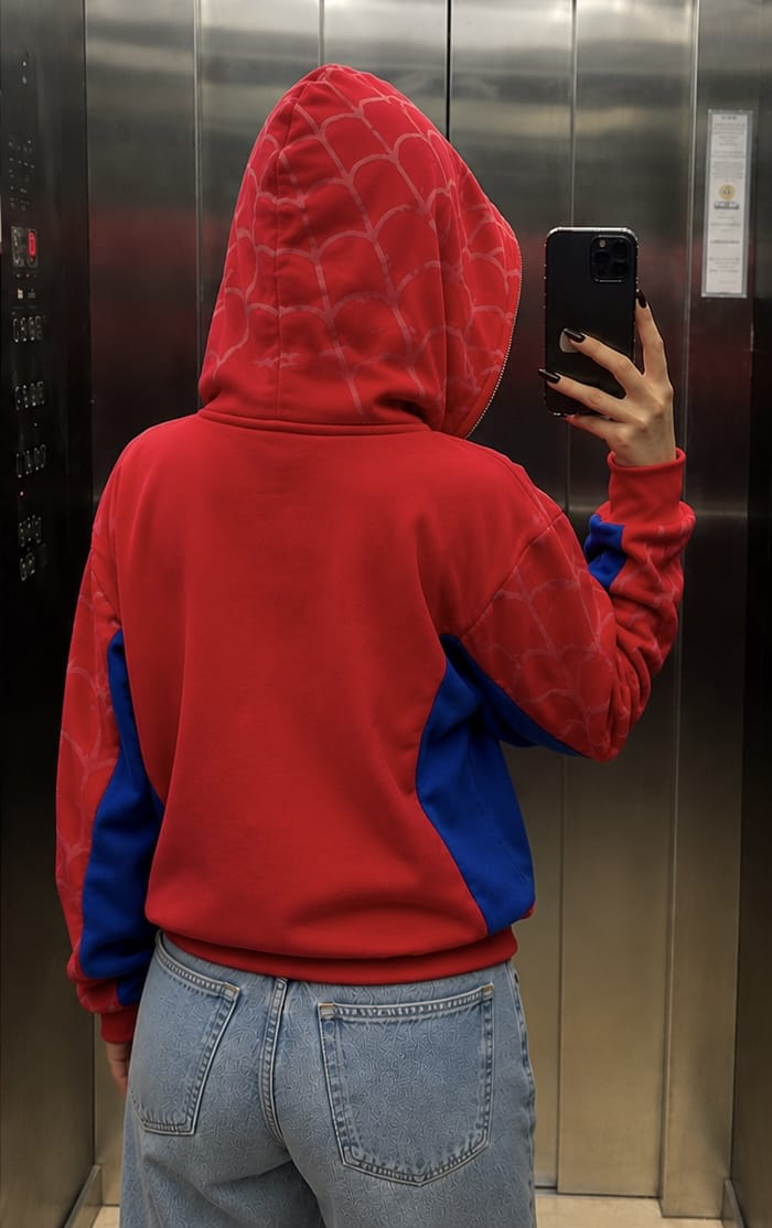 Spider Man Web Hoodie by Nisht showcasing an oversized fit and premium 380 GSM fabric.