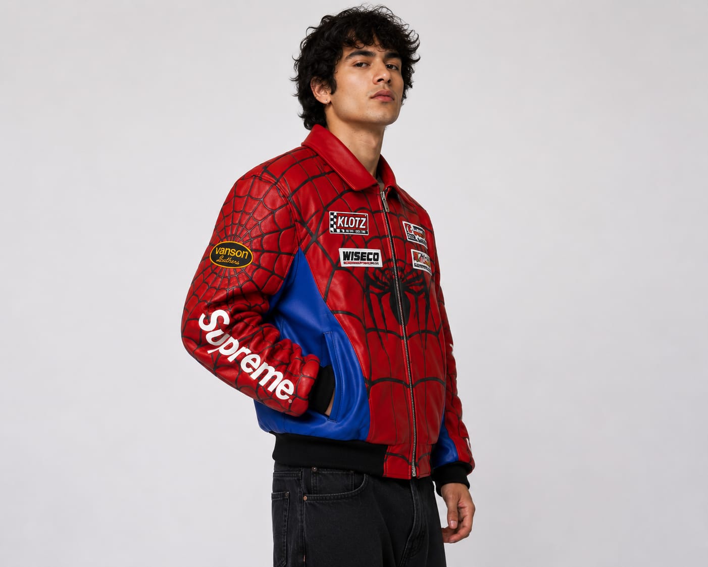 Spiderman Web Racing Jacket | Red And Blue Y2K Streetwear Moto Fits | Nisht