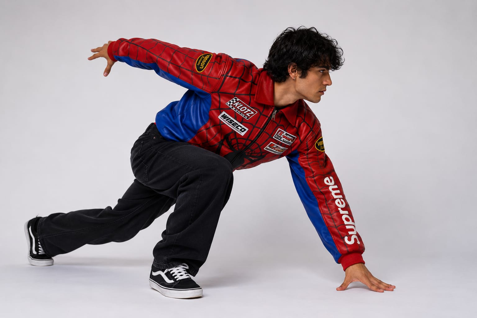 Spiderman Web Racing Jacket | Red And Blue Y2K Streetwear Moto Fits | Nisht