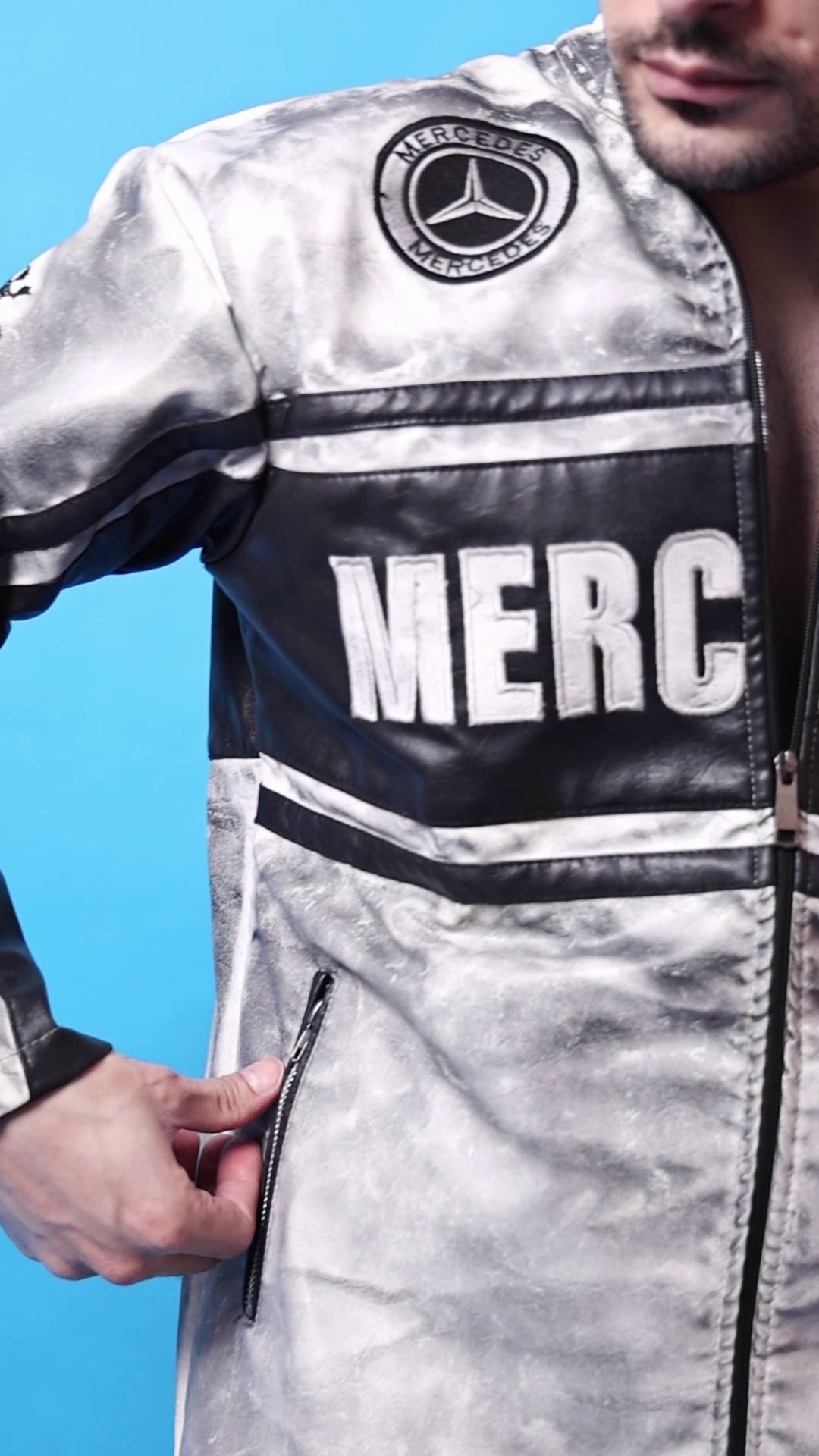 Mercedes Spray Paint Streetwear Jacket Unisex| Premium Motorsport-Inspired Racing Jacket
