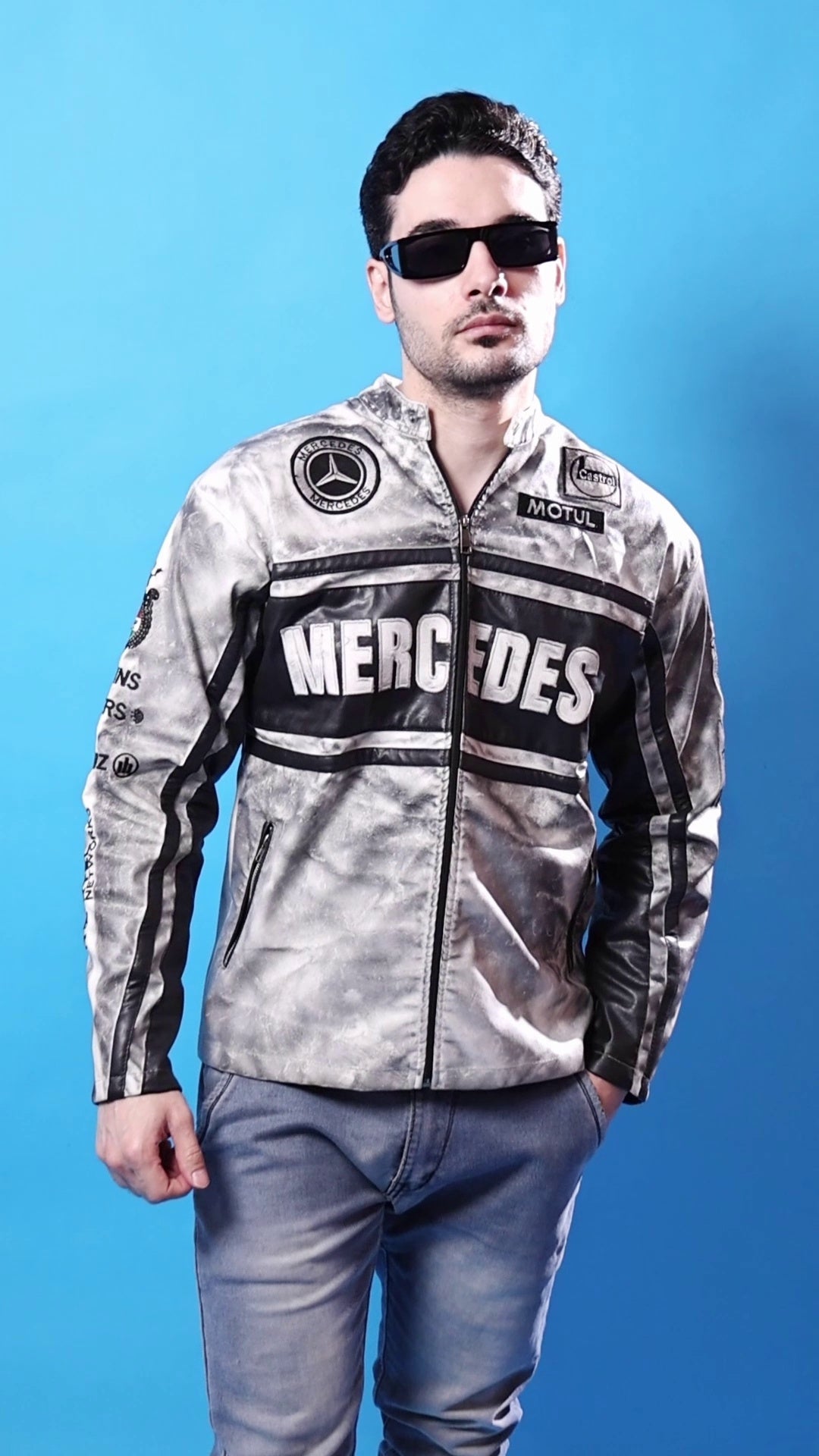 Mercedes Spray Paint Streetwear Jacket Unisex| Premium Motorsport-Inspired Racing Jacket