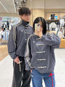 CNY-Inspired Premium Grey Suede Streetwear Jacket