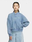 Light Blue Washed Denim CNY Jacket – Oversized Chinese Knot Streetwear Unisex Jacket